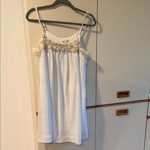 Johnny Martin White Chemise with Cream Floral Accents. Worn one time.